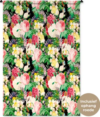 Produktbild von MuchoWow® Wandteppich Wandbehang Blumen - Frühling - Muster 120x180 cm Tapisserie Dekoration Wandtuch - Schlafzimmer - Dekorationen für das Haus