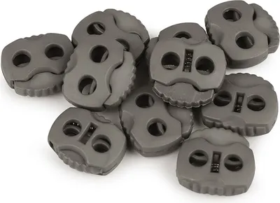 10 Stück Kordelstopper mit zwei Löchern quarzgrau