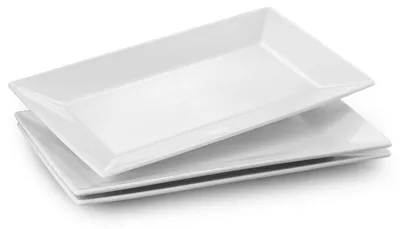 Productafbeelding van Set van 3 rechthoekige serveerplaten voor voorgerechten en desserts, 36 x 20 cm, wit