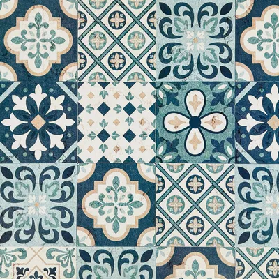 Produktbild von Klebefolie Möbel 45x50 cm - Blaue Fliesen - Möbelfolie selbstklebend in Deko-Stil - Folie für Möbel zur schnellen Renovierung von Türen und Schränken - Möbelfolie dekorativ und pflegeleicht