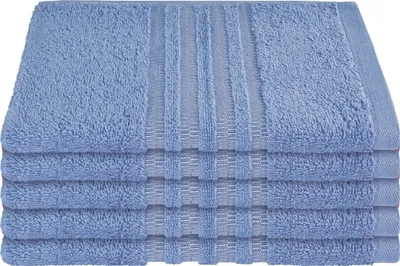 Produktbild von Schiesser Frottier Gästetuch Milano im 5er Set | 100% Baumwolle aus nachhaltiger Produktion | weich, saugstark, farbecht | 30x50cm | Hellblau