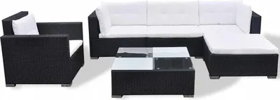 Obrázok produktu pre vidaXL 6-dielna záhradná obývacia súprava s vankúšmi Poly Ratan Black