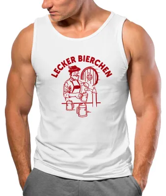 Produktbild von Herren Tanktop Lecker Bierchen Bier Saufen Party Malle Urlaub Fun-Shirt Spruch Meme lustig Achselshirt Moonworks® weiß L