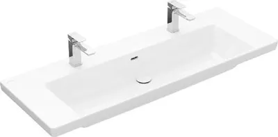 Imagen del producto de Villeroy & Boch, mueble de lavabo encimera de la serie Subway 3.0, 130 cm, con 2 orificios para grifos y con desbordamiento