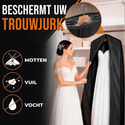 Obrázek produktu pro Voděodolný obal na šaty, rozměry 180 x 60 x 10 cm, určený pro svatební šaty, chrání před prachem