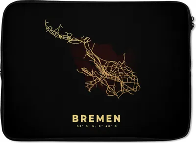 Produktbild von MuchoWow® Laptop Hülle 14 ZollBremen - Gold - Karte - Stadtplan Laptoptasche - Laptoptasche - Stoßsicher - Schutzhaube