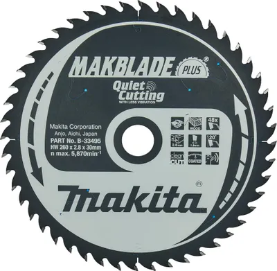 Produktbild von Makita Sägeblatt MAKBLADE+ 260x30x48Z