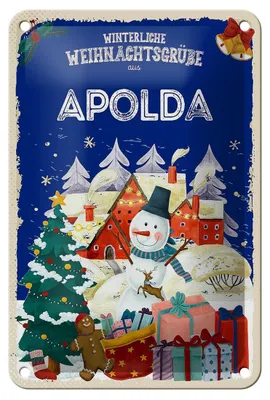 Produktbild von Blechschild Weihnachtsgrüße aus APOLDA Geschenk Dekoration  12x18cm