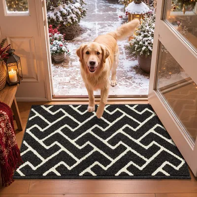 Image de Tapis avec motif géométrique, antidérapant, absorbant et lavable en machine, dimensions : 50 x 80 cm