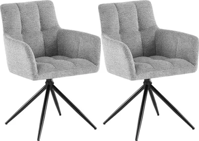 Produktbild von 2er Set Esszimmerstuhl DEBAS - Stoff Hellgrau 59x59x87 cm | Essstühle Esszimmerstühle Küchenstühle Wohnzimmerstühle