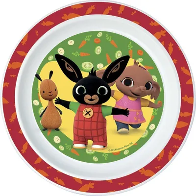 Image de STOR Original Bing Assiette plate, confortable et pratique pour les enfants, en plastique réutilisable et adaptée au four à micro-ondes.