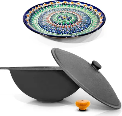 Produktbild von Gusseisen Kazan 16 L Holzgriff Usbekisch Plov WOK Kasan Ljagan Namangan Asia