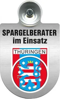 Produktbild von Einsatzschild mit Saugnapf - Spargelberater im Einsatz - incl. Regionenwappen 393835 Color - Region Thüringen