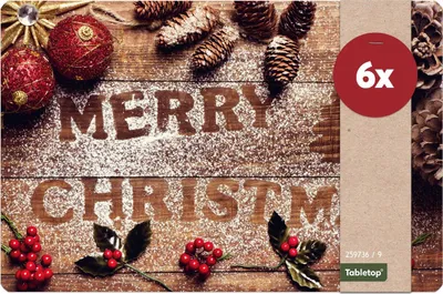 Produktbild von Abwaschbare Tischsets 6er Set Weihnachten Merry Christmas