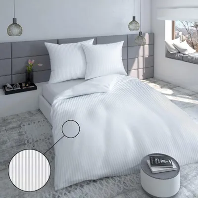 Immagine prodotto di Biancheria da letto damascata 220×200 a righe bianche 1cm