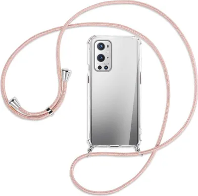 Produktbild von Handykette Backcover-Schutzhülle mit Band (Metall silberfarben) für OnePlus 9 - roségold