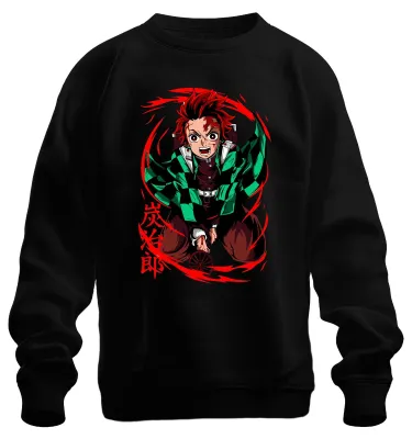 Produktbild von Tanjiro Kimetsu no Yaiba Sonnenatem Hinokami Anime Geschenk Sweatshirt Pullover, Schwarz, M