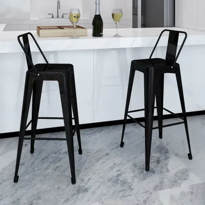 Immagine prodotto di Maison Exclusive - 2 sgabelli da bar in acciaio nero