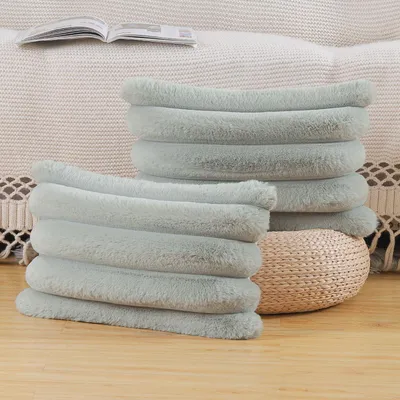 Productafbeelding van Decoratieve kussenhoezen, set van 2, fluweel, gestreept, grijs, 40 x 60 cm
