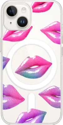 Immagine prodotto di custodia per iPhone 14 con MagSafe, labbra rosa, trasparente