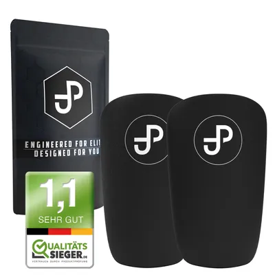 Produktbild von JDP Individuell anpassbare Schienbeinschoner Fußball, 15 x 10 cm, Mini Schienbeinschützer für Herren, Damen & Kinder, Shin Guards schwarz