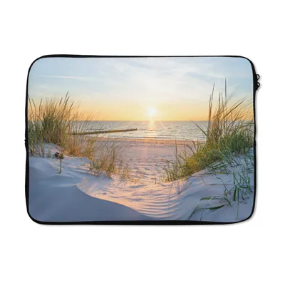Produktbild von MuchoWow® Laptop Hülle 13 Zoll Strand - Sonne - Düne - Gras - Sand - Horizont Laptoptasche - Laptophülle - Sleeve - Rundumschutz