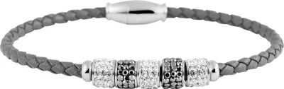 Produktbild von Akzent Echtlederarmband mit Edelstahlelementen und Similibesatz