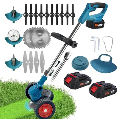 Produktbild von Kabelloser Rasentrimmer - Elektrischer Grasschneider - Teleskopstiel - 15 cm Schnittbreite - 2 Akkus
