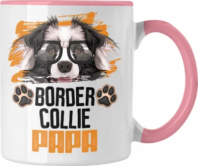 Produktbild von Trendation - Border Collies Papa Besitzer Tasse Geschenk Lustiger Spruch Geschenkidee Border Collies Liebhaber (Rosa)