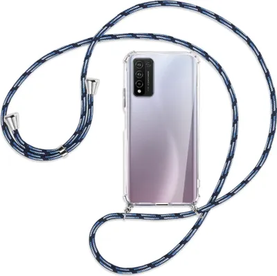 Produktbild von Handykette Backcover-Schutzhülle mit Band (Metall silberfarben) für Honor 10X Lite - Blautöne
