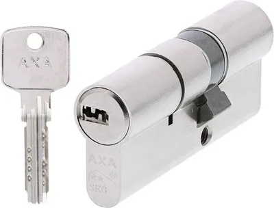 Produktbild von AXA Doppelzylinderschloss – 30/45 mm – Komfortsicherheit – vernickelter Sicherheitszylinder – inkl. 3 (wendbarer) Schlüssel