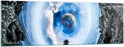 Produktbild von Bilder auf glas - Kosmos Planet - 160x50cm - Glasbilder - Wandbilder - Kunstdruck - zum Aufhängen bereit - Wanddekoration aus Glas - Glas Bilder - Wandbild auf Glas - Einteilig - GAB160x50-4025