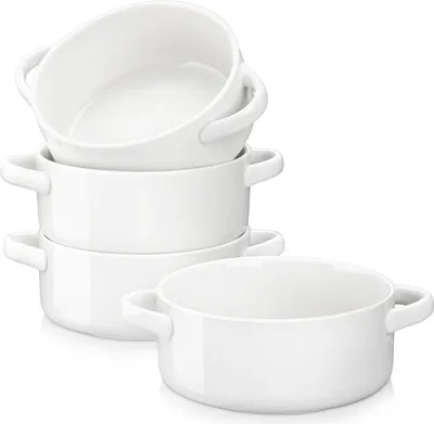 Obrázek produktu pro MALACASA 4dílná porcelánová polévková mísa, mísy na cereálie, sada misek s uchy, 800 ML