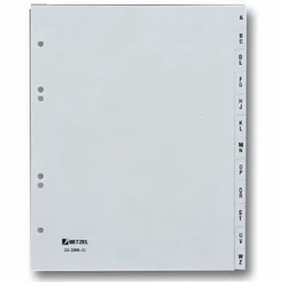 Produktbild von 10x Hetzel 12tlg. Kunststoff Register A-Z überbreit A5 grau Ordnerregister