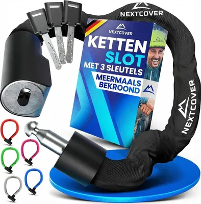 Productafbeelding van Kettingslot fiets met sleutel - 90 cm - Gehard staal - Weerbestendig - Voor e-bike, scooter en motor