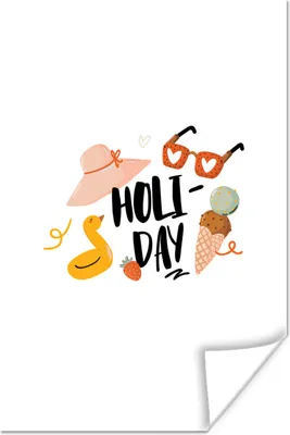 Produktbild von MuchoWow® Poster Sommer - Hut - Sonnenbrille 80x120 cm - Papierdruck