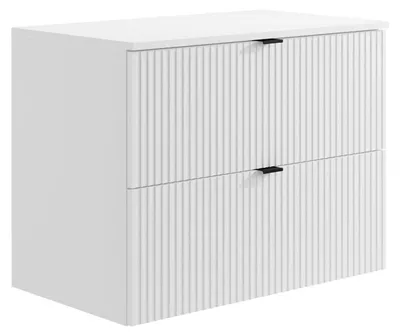 Produktbild von Waschbeckenunterschrank hängend mit Aufsatzplatte - Streifenoptik - Weiß - 80 cm - ZEVINI