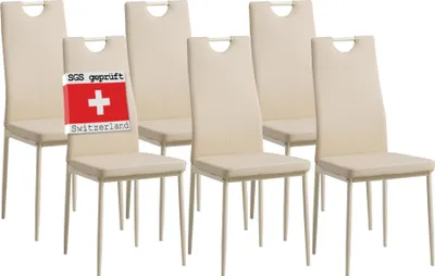 Produktbild von Albatros Esszimmerstühle SALERNO 6er Set, Beige - Edles Italienisches Design, Polsterstuhl mit Kunstleder-Bezug, Modern Stilvoll am Esstisch - Küchenstuhl Stuhl Esszimmer hohe Belastbarkeit