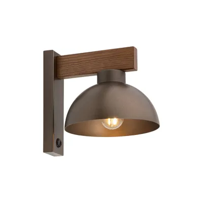 Obrázek produktu pro Nástěnné svítidlo kovové V: 20 cm ořechově hnědé E27