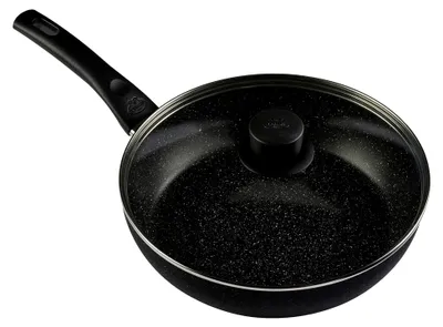 Produktbild von Vipiteno Schmorpfanne mit hohem Rand, Ø 28 cm, Schmortopf mit Glasdeckel, Temperaturkontrolle, Antihaftbeschichtung, Aluminium, Schwarz