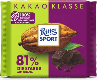 The image shows the front packaging of a Ritter Sport chocolate bar.