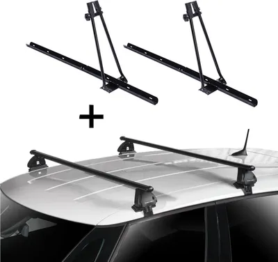 Image de 2 supports de vélo ORION + barres de toit VDP EVO en acier, compatibles avec les Fiat 500 3 portes à partir de 2007