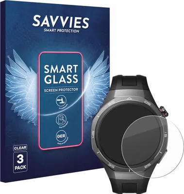 Produktbild von 3x Savvies Schutzglas Folie für Huawei Watch GT 5 Pro (46 mm) 9H Panzer Schutzfolie Glas Displayschutz klar transparent