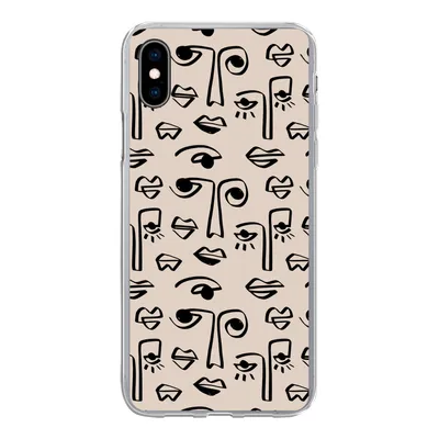 Produktbild von MuchoWow® Handyhülle Schutzhülle Hülle für iPhone Xs Muster - Lippen - Strichzeichnungen Silikon Softcase Handy Hülle - Handytasche