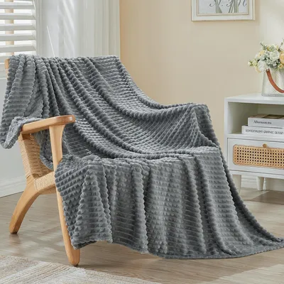 Immagine prodotto di Coperta in pile, 200 x 230 cm, grigio scuro, per divano e letto, morbida coperta da salotto