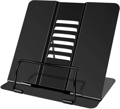Produktbild von PolkaHome® Multifunktionale Metall-Leseständer, verstellbarer tragbarer Buchständer, Dokumenthalter, Schwarz