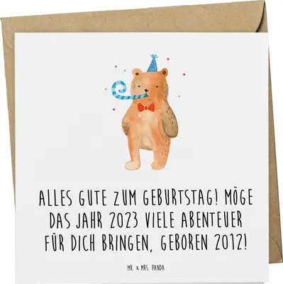 Produktbild von Mr. & Mrs. Panda Grußkarte 2012 Geburtstag - Weiß - Geschenk, positive Wünsche, Glückwunsch, liebevolle Botschaft, feiern, Geburtstagsgeschenk, anlasskarte, Erinnerung