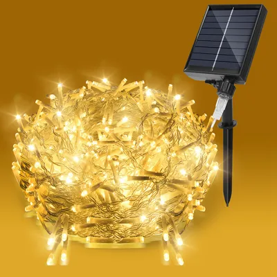 Obrázok produktu pre Clanmacy 15M 600LEDs solárne rozprávkové svetlá vonkajšie LED rozprávkové svetlá LED rozprávkové svetlá vianočné svetlá IP44 vodotesné teplé biele