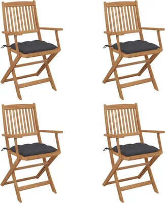 Produktbild von Klappbare Gartenstühle 4 Stk. mit Kissen Massivholz Akazie