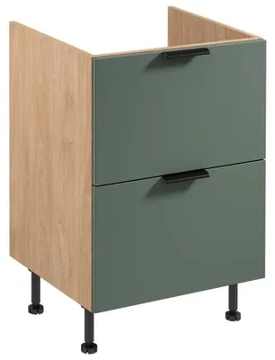 Immagine prodotto di Mobile da cucina con cassetto inferiore SALERNO - larghezza 60 cm, rovere / verde